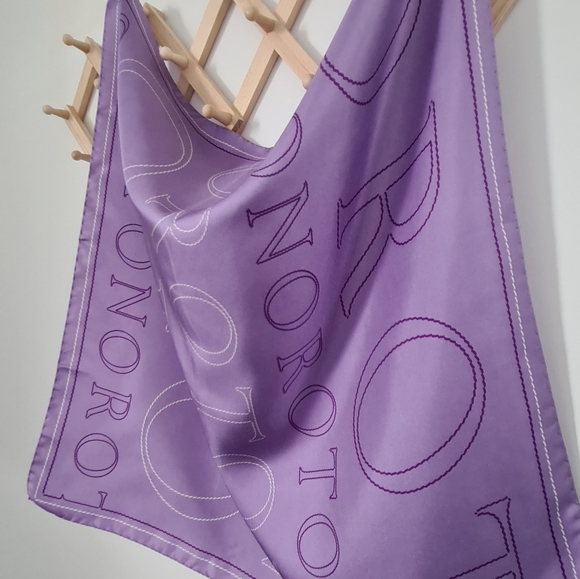Oroton Purple Silk Scarf Square - Picture 3 of 4